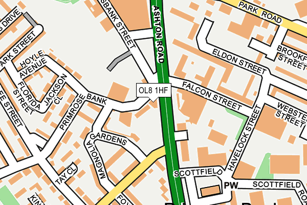 OL8 1HF map - OS OpenMap – Local (Ordnance Survey)