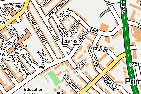 OL8 1HG map - OS OpenMap – Local (Ordnance Survey)
