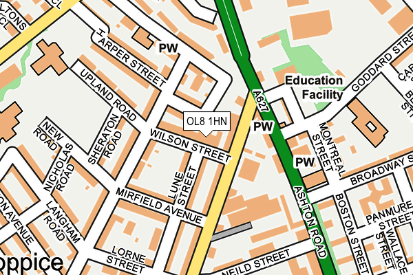 OL8 1HN map - OS OpenMap – Local (Ordnance Survey)