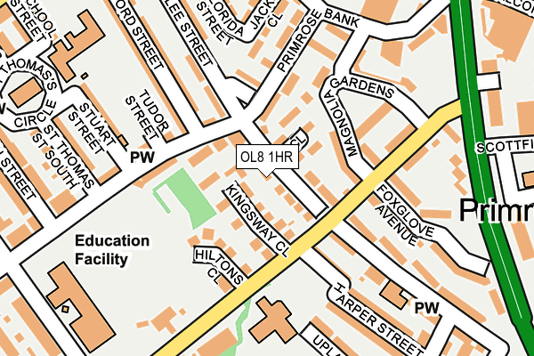 OL8 1HR map - OS OpenMap – Local (Ordnance Survey)