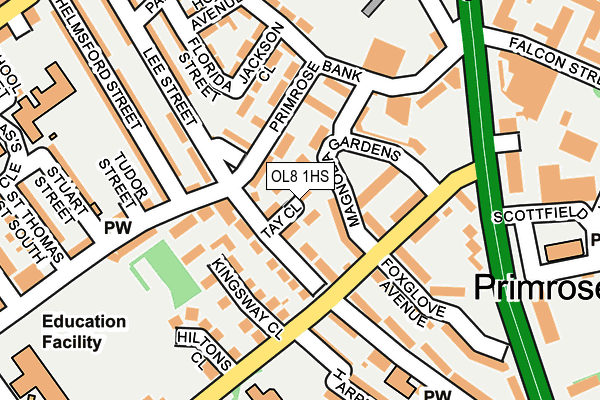 OL8 1HS map - OS OpenMap – Local (Ordnance Survey)