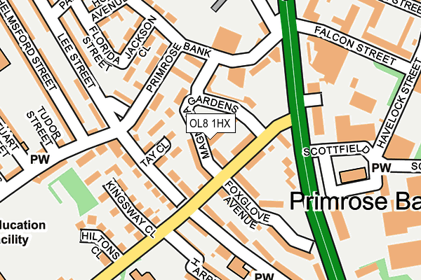 OL8 1HX map - OS OpenMap – Local (Ordnance Survey)