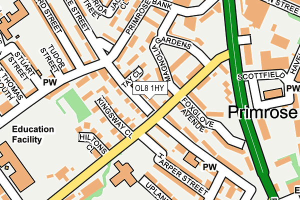 OL8 1HY map - OS OpenMap – Local (Ordnance Survey)