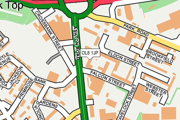 OL8 1JP map - OS OpenMap – Local (Ordnance Survey)