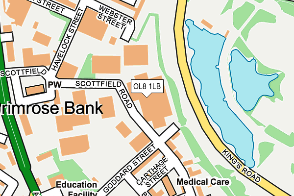 OL8 1LB map - OS OpenMap – Local (Ordnance Survey)