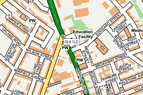 OL8 1LD map - OS OpenMap – Local (Ordnance Survey)