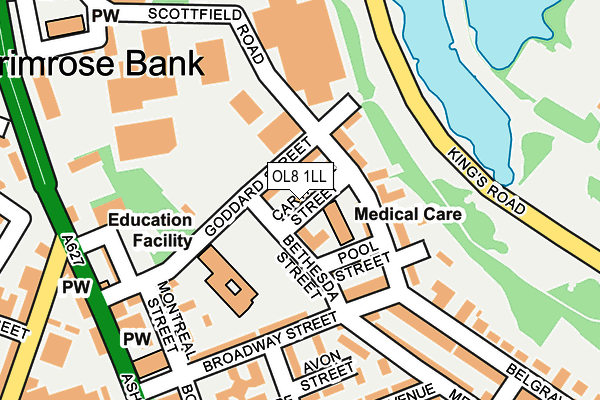 OL8 1LL map - OS OpenMap – Local (Ordnance Survey)