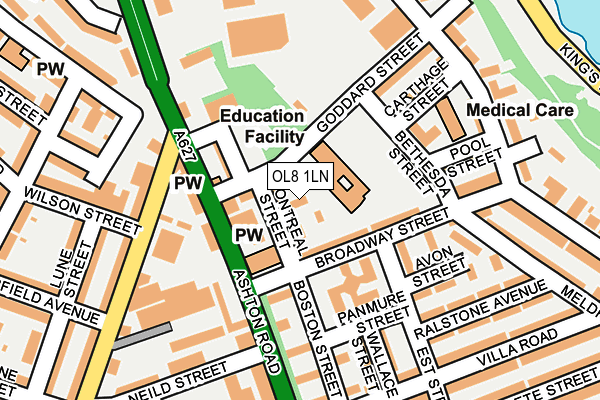 OL8 1LN map - OS OpenMap – Local (Ordnance Survey)