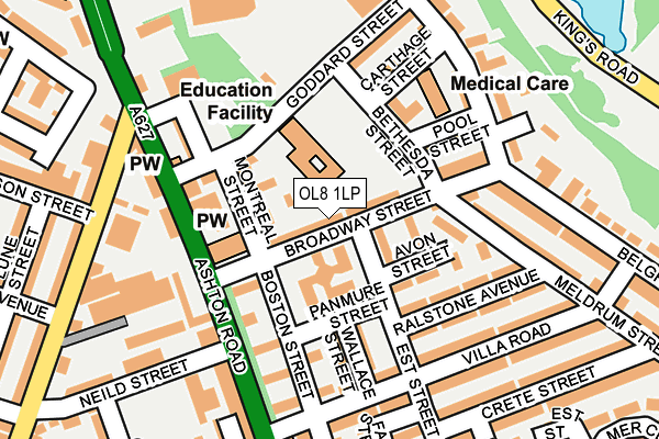OL8 1LP map - OS OpenMap – Local (Ordnance Survey)