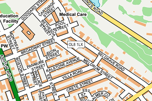 OL8 1LX map - OS OpenMap – Local (Ordnance Survey)