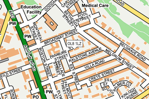 OL8 1LZ map - OS OpenMap – Local (Ordnance Survey)