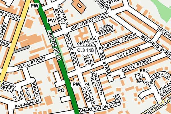 OL8 1NB map - OS OpenMap – Local (Ordnance Survey)