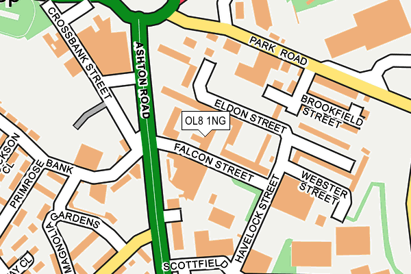 OL8 1NG map - OS OpenMap – Local (Ordnance Survey)