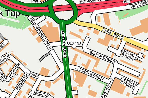 OL8 1NJ map - OS OpenMap – Local (Ordnance Survey)