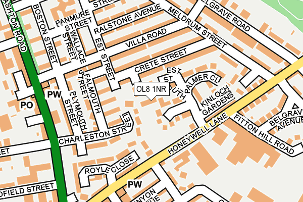 OL8 1NR map - OS OpenMap – Local (Ordnance Survey)