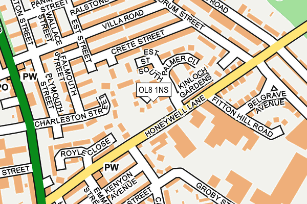 OL8 1NS map - OS OpenMap – Local (Ordnance Survey)