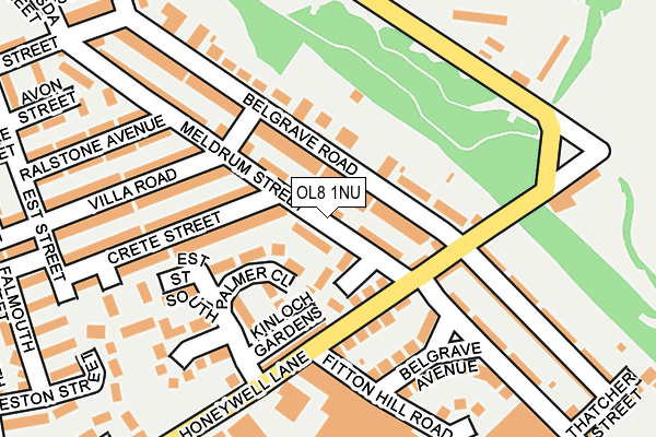 OL8 1NU map - OS OpenMap – Local (Ordnance Survey)