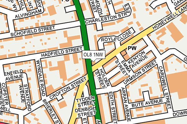 OL8 1NW map - OS OpenMap – Local (Ordnance Survey)