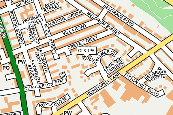 OL8 1PA map - OS OpenMap – Local (Ordnance Survey)