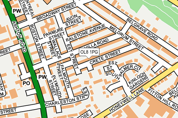 OL8 1PG map - OS OpenMap – Local (Ordnance Survey)