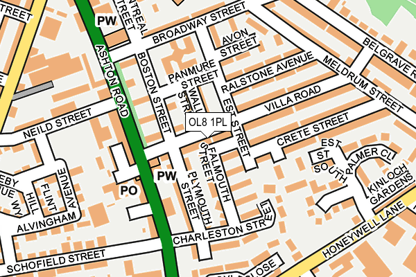 OL8 1PL map - OS OpenMap – Local (Ordnance Survey)