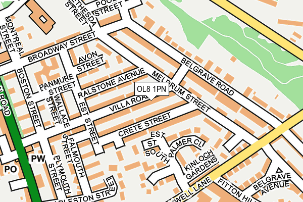 OL8 1PN map - OS OpenMap – Local (Ordnance Survey)