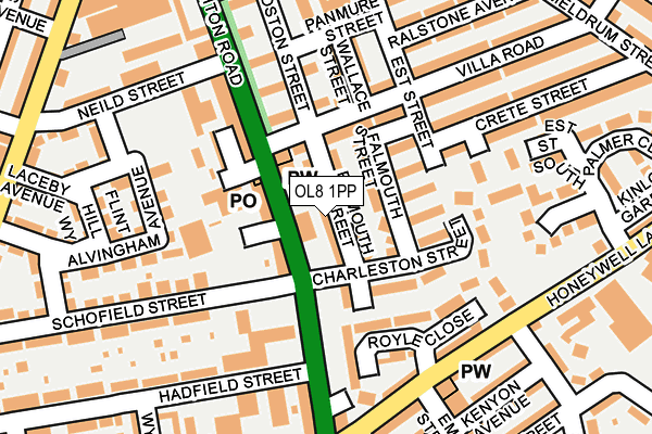 OL8 1PP map - OS OpenMap – Local (Ordnance Survey)