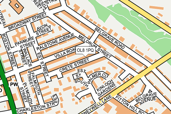 OL8 1PQ map - OS OpenMap – Local (Ordnance Survey)