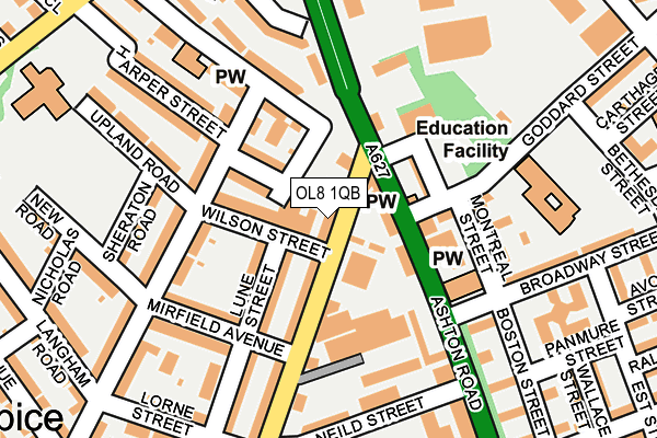 OL8 1QB map - OS OpenMap – Local (Ordnance Survey)