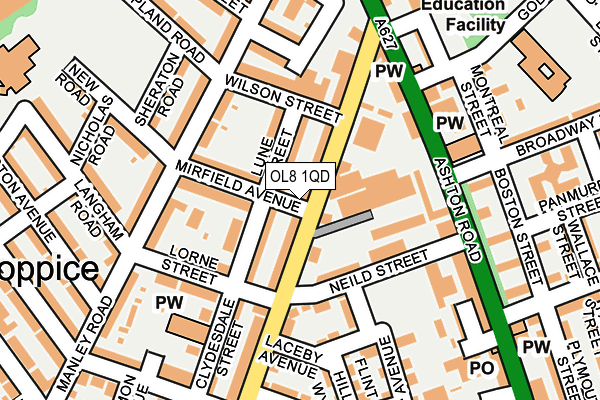 OL8 1QD map - OS OpenMap – Local (Ordnance Survey)