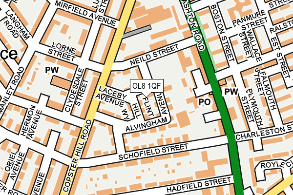 OL8 1QF map - OS OpenMap – Local (Ordnance Survey)