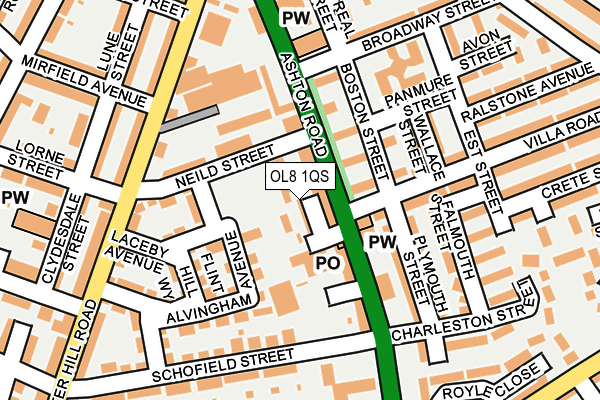 OL8 1QS map - OS OpenMap – Local (Ordnance Survey)