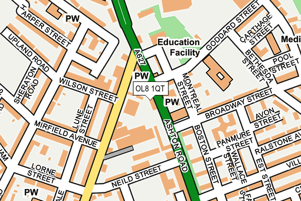 OL8 1QT map - OS OpenMap – Local (Ordnance Survey)