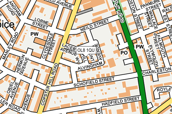 OL8 1QU map - OS OpenMap – Local (Ordnance Survey)