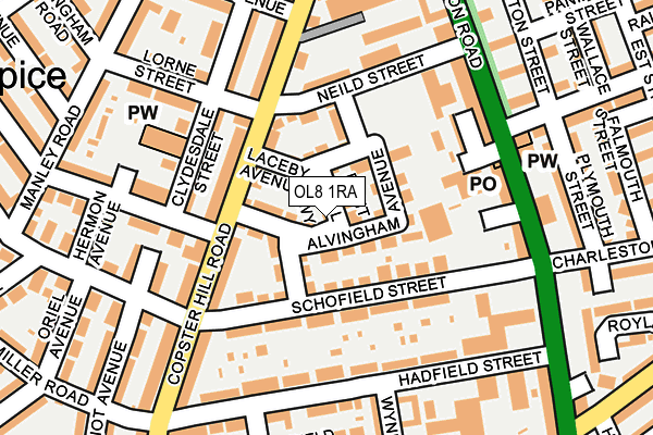 OL8 1RA map - OS OpenMap – Local (Ordnance Survey)