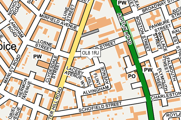 OL8 1RJ map - OS OpenMap – Local (Ordnance Survey)