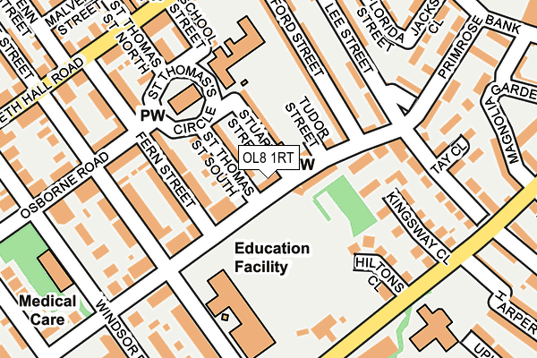 OL8 1RT map - OS OpenMap – Local (Ordnance Survey)