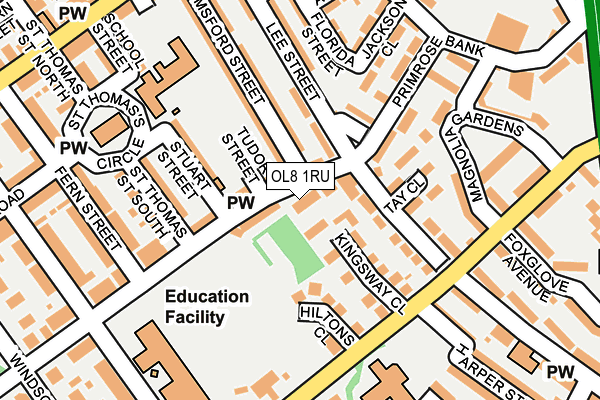 OL8 1RU map - OS OpenMap – Local (Ordnance Survey)