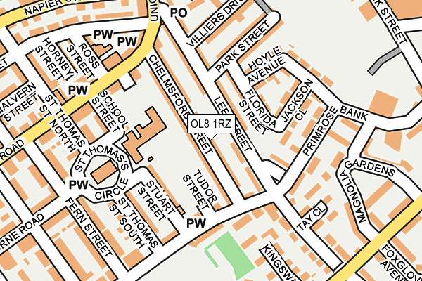 OL8 1RZ map - OS OpenMap – Local (Ordnance Survey)