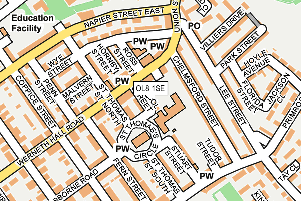 OL8 1SE map - OS OpenMap – Local (Ordnance Survey)