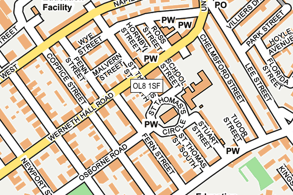 OL8 1SF map - OS OpenMap – Local (Ordnance Survey)