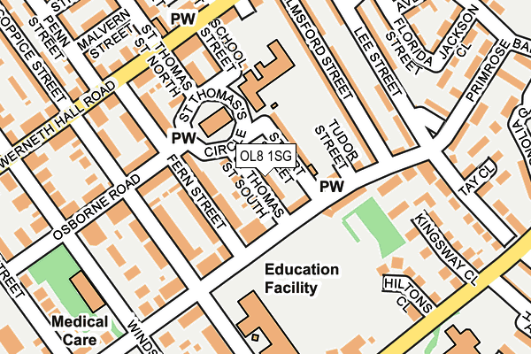 OL8 1SG map - OS OpenMap – Local (Ordnance Survey)