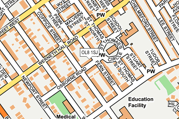 OL8 1SJ map - OS OpenMap – Local (Ordnance Survey)
