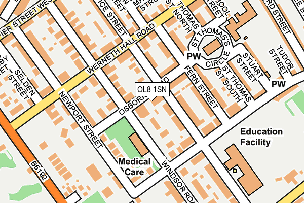 OL8 1SN map - OS OpenMap – Local (Ordnance Survey)