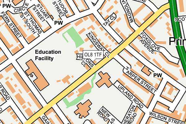 OL8 1TF map - OS OpenMap – Local (Ordnance Survey)