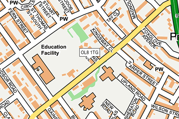 OL8 1TG map - OS OpenMap – Local (Ordnance Survey)