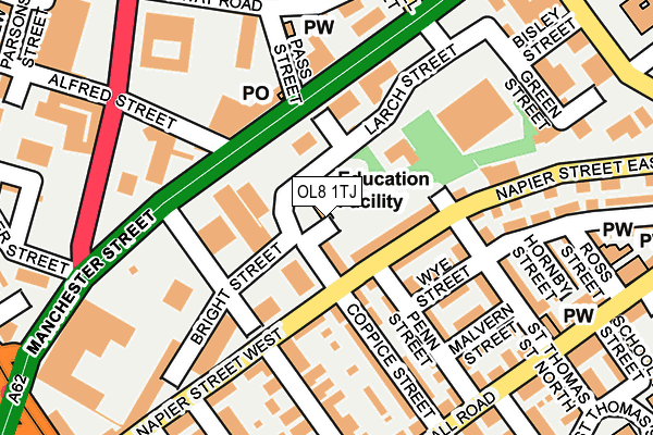 OL8 1TJ map - OS OpenMap – Local (Ordnance Survey)