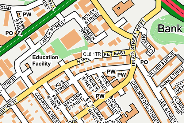 OL8 1TR map - OS OpenMap – Local (Ordnance Survey)