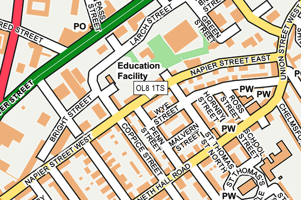 OL8 1TS map - OS OpenMap – Local (Ordnance Survey)