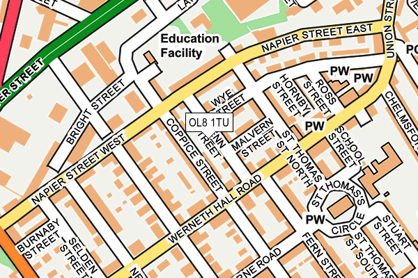 OL8 1TU map - OS OpenMap – Local (Ordnance Survey)